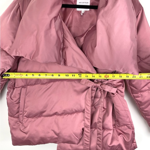 AVEC LES FILLES Pink Puffer Wrap Jacket, Small, Thermal Puff Coat, Dusty Rose - Picture 9 of 16